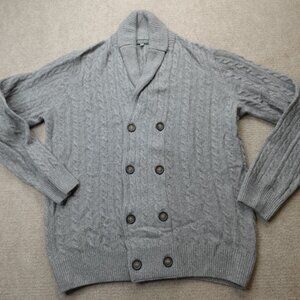 Lorenzo Magni Sweater XL Gray Shawl Cardigan Wool Nylon Made in Italy